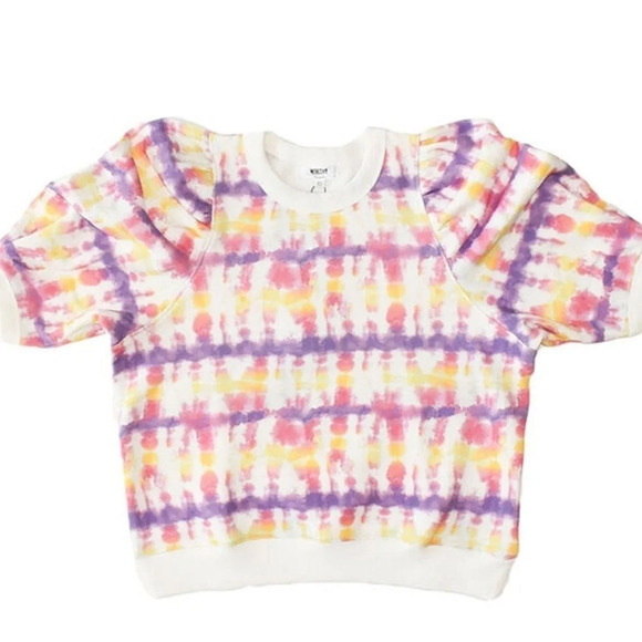 Worthy Threads PUFF SLEEVE CREW NECK IN SUNSET TIE DYE - Picture 1 of 7